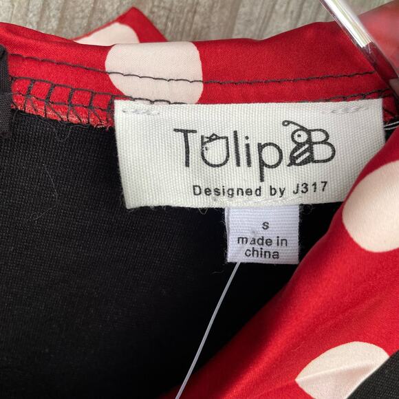 Tulip B Dress Front Tie Neckline Dress Back Zip Closure Black Red Small NWT - Picture 7 of 8